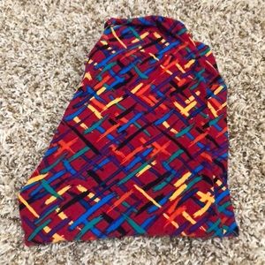 LulaRoe leggings OS red rainbow dashes! NEVER WORN